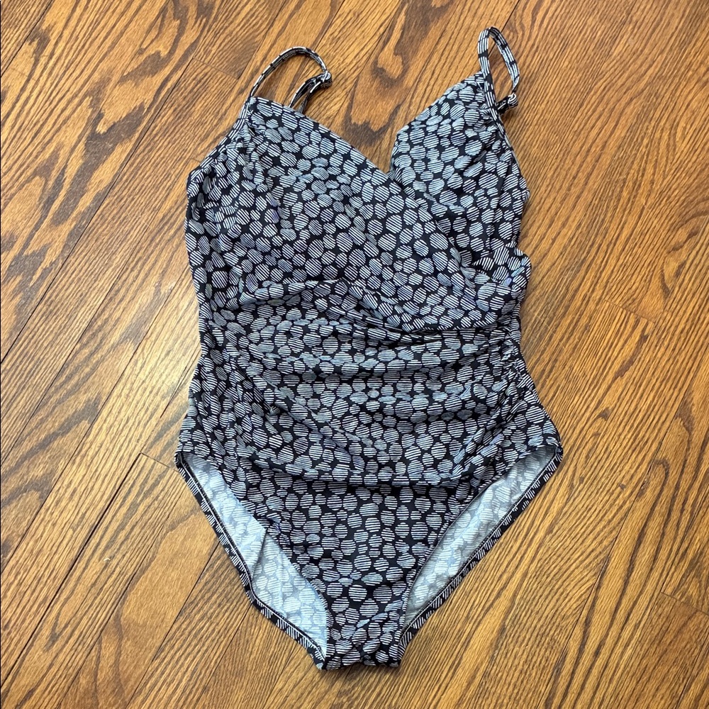 Aqua Green Black and white One Piece swim suit bathing suit size XL